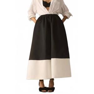 NEW MARE colorblock a-line maxi skirt in black/ white